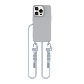 iKi Magnecklace MagSafe iPhone 15 Pro szilikon hátlap tok + nyakpánt - szürke