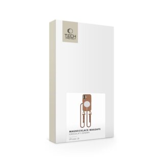 iKi Magnecklace MagSafe iPhone 16 szilikon hátlap tok + nyakpánt - barna