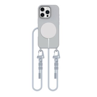 iKi Magnecklace MagSafe iPhone 16 Pro szilikon hátlap tok + nyakpánt - szürke
