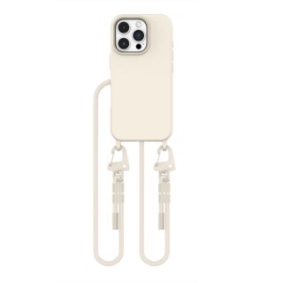 iKi Magnecklace MagSafe iPhone 16 Pro szilikon hátlap tok + nyakpánt - bézs