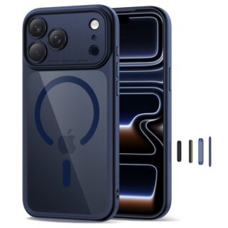 iKi Magpeak MagSafe CC iPhone 17 Pro Max kemény hátlap tok - kék/átlátszó