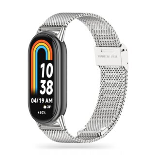 iKi Milaneseband Xiaomi Smart Band 8 / 8 NFC fém szíj - ezüst
