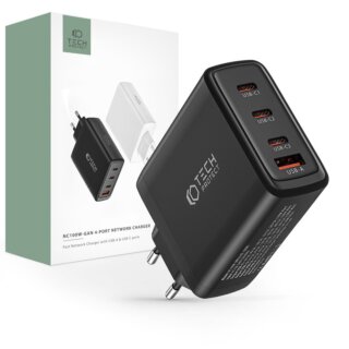 iKi NC100W GaN 3x USB-C + USB-A PD100W/QC3.0 hálózati töltő adapter - fekete