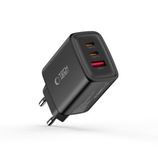 iKi NCA65W GaN hálózati töltő adapter (2x USB-C + 1x USB-A) 65W PD QC3.0 - fekete