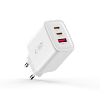 iKi NCA65W GaN hálózati töltő adapter (2x USB-C + 1x USB-A) 65W PD QC3.0 - fehér