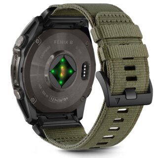 iKi Nylon Classic Garmin Fenix 5X / 5X Plus / 6X / 6X Pro / 7X / 8 (51mm) textil szíj - zöld