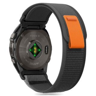 iKi Nylon Garmin Fenix 5X / 5X Plus / 6X / 6X Pro / 7X / 8 (51mm) tépőzáras szíj - fekete/narancssárga
