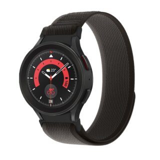 iKi Nylon Samsung Galaxy Watch 4 / 4 Classic / 5 / 5 Pro / 6 / 6 Classic terep szövet szíj (20mm széles) - fekete/narancssárga