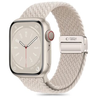 iKi Braided Apple Watch 42mm / 41mm / 40mm / 38mm csatos fonott körpánt szíj - natúr titán
