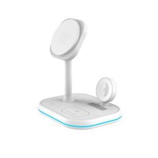 iKi A27 3in1 MagSafe iPhone + Apple Watch + AirPods QI vezeték nélküli töltő állvány - fehér