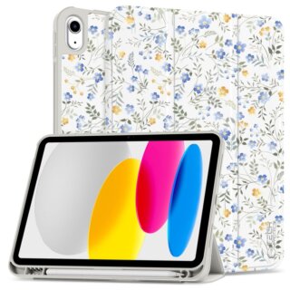 iKi SmartCase Pen iPad 11" A16 (2025) / 10,9" (2022) kinyitható tok ceruzatartóval - virágos