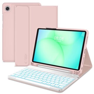 iKi SmartCase Pencil Keyboard Samsung Galaxy Tab A9+ / A11+ Plus 11" X210 / X215 / X216 / X230 / X235 / X236 kinyitható tok ceruzatartóval + billentyűzet (Angol) - rózsaszín