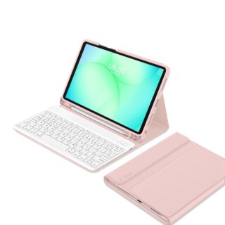 iKi SmartCase Pencil Keyboard Samsung Galaxy Tab A9+ / A11+ Plus 11" X210 / X215 / X216 / X230 / X235 / X236 kinyitható tok ceruzatartóval + billentyűzet (Angol) - rózsaszín