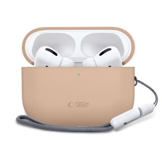 iKi Silicone Apple AirPods Pro 3 szilikon tok + csuklópánt - bézs