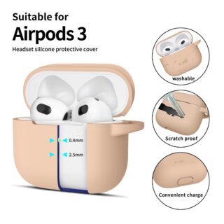 iKi Silicone Hook Apple AirPods 3 szilikon tok + karabíner - bézs