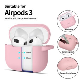 iKi Silicone Hook Apple AirPods 3 szilikon tok + karabíner - rózsaszín