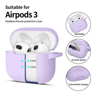 iKi Silicone Hook Apple AirPods 3 szilikon tok + karabíner - lila