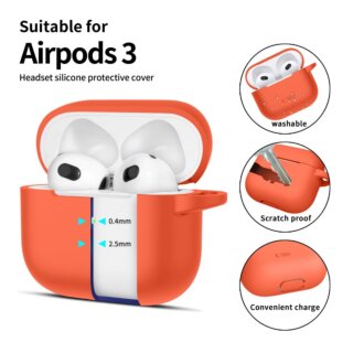 iKi Silicone Hook Apple AirPods 3 szilikon tok + karabíner - narancssárga