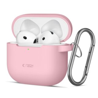 iKi Silicone Hook Apple AirPods 4 szilikon tok + karabíner - rózsaszín
