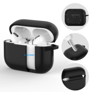 iKi Silicone Hook Apple AirPods Pro 2 / 1 szilikon tok + karabíner - fekete