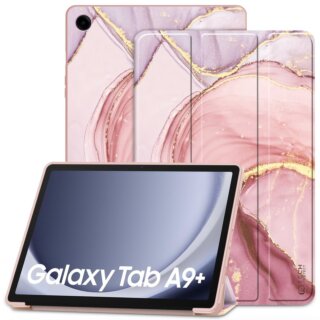 iKi SmartCase Samsung Galaxy Tab A9+ Plus 11" X210 / X215 / X216 kinyitható tok - rózsaszín márvány