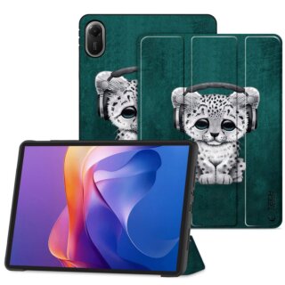 iKi Smartcase Xiaomi Redmi Pad 2 11" kinyitható szilikon tok - zöld/mintás