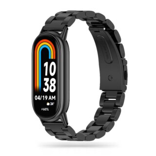 iKi Stainless Xiaomi Smart Band 8 / 8 NFC fém szíj - fekete