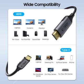 iKi Ultraboost USB-C - HDMI 2.0 kábel 4K 60Hz - 180cm - fekete
