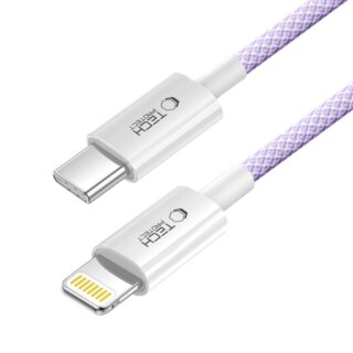 iKi Ultraboost Lite USB-C - Lightning kábel PD27W 3A - 200cm - lila