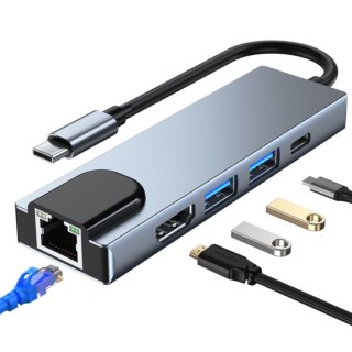 iKi V3 5in1 USB-C hub (2xUSB-A + USB-C + HDMI + RJ45 Ethernet)
