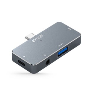 iKi 4in1 V6 USB-C hub (USB-A + USB-C + HDMI + 3,5mm jack) - szürke