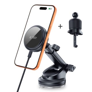 iKi V9 Arcticboost Magnetic Qi2.2 MagSafe okostelefon autós tartó és töltő 25W - szellőzőrácsra + műszerfalra - fekete