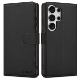 iKi Wallet Samsung Galaxy S26 Ultra kinyitható bőr tok - fekete/piros