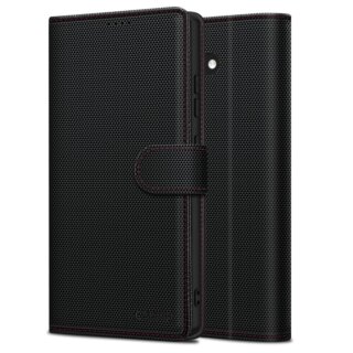 iKi Wallet RS iPhone 16e kinyitható bőr tok - fekete/piros