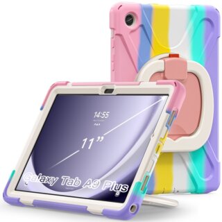 iKi X-Armor Samsung Galaxy Tab A9+ Plus 11" X210 / X215 / X216 ütésálló tok + előlap - szivárványos