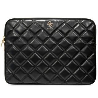 Guess GUCS14ZPSQSSGK Quilted 4G becsúsztatós bőr tok 14" - fekete