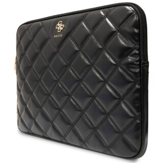 Guess GUCS14ZPSQSSGK Quilted 4G becsúsztatós bőr tok 14" - fekete