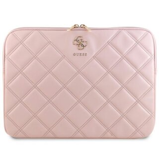 Guess GUCS14ZPSQSSGP Quilted 4G becsúsztatós bőr tok 14" - rózsaszín