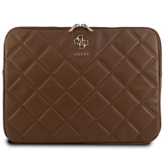 Guess GUCS14ZPSQSSGW Quilted 4G becsúsztatós bőr tok 14" - barna