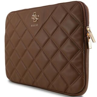 Guess GUCS14ZPSQSSGW Quilted 4G becsúsztatós bőr tok 14" - barna