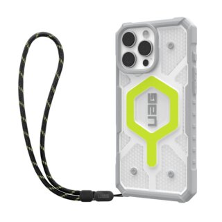 UAG Pathfinder Clear Magsafe iPhone 16 Pro Max ütésálló kemény hátlap tok csuklópánttal - sárga/átlátszó