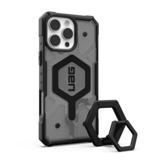 UAG Pathfinder Clear Magsafe iPhone 16 Pro Max ütésálló kemény hátlap tok + kitámasztó - szürke/fekete