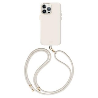 Uniq Coehl Creme Magnetic MagSafe iPhone 15 Pro szilikon hátlap tok nyakpánttal - fehér