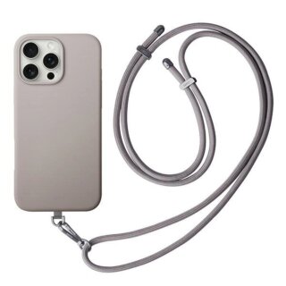 Uniq Coehl Creme MagSafe iPhone 16 Pro Max szilikon hátlap tok nyakpánttal - szürke