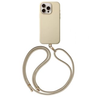 Uniq Coehl Muse Magnetic MagSafe iPhone 16 Pro bőr hátlap tok + nyakpánt - bézs