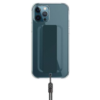 Uniq Heldro iPhone 12 / 12 Pro kemény hátlap tok + pánt + csuklópánt - átlátszó
