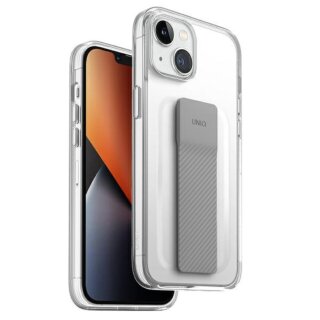 Uniq Heldro Mount iPhone 14 szilikon hátlap tok csuklópánttal - átlátszó