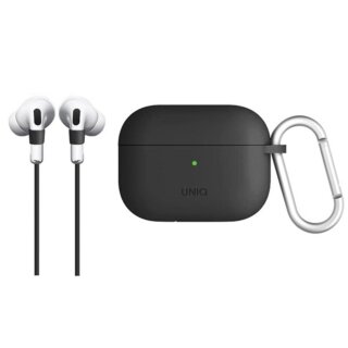 Uniq Vencer AirPods Pro szilikon tok + karabíner + csúszásgátló zsinór - szürke