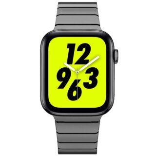 iKi Apple Watch 46mm / 45mm / 44mm / Ultra 49mm láncszemes fém szíj - fekete