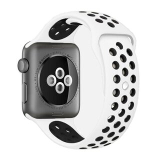 iKi Apple Watch 42mm / 41mm / 40mm lélegző Sport szilikon szíj - fehér/fekete